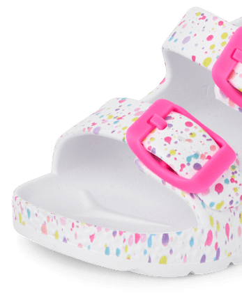Toddler Girls Paint Splatter Buckle Slides