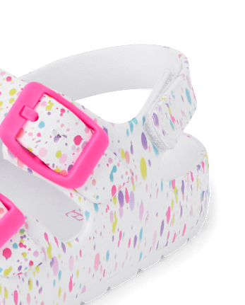 Toddler Girls Paint Splatter Buckle Slides