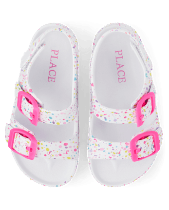 Toddler Girls Paint Splatter Buckle Slides