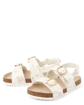 Toddler Girls Floral Buckle Slides