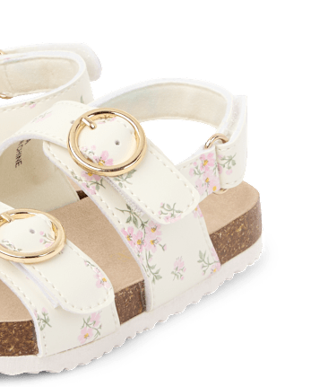 Toddler Girls Floral Buckle Slides