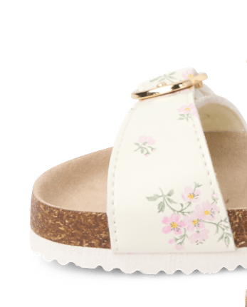 Toddler Girls Floral Buckle Slides