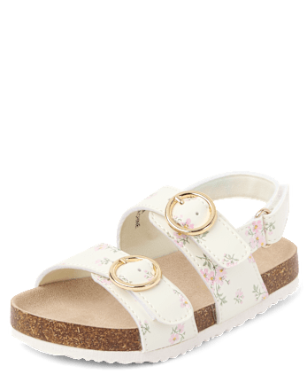 Toddler Girls Floral Buckle Slides