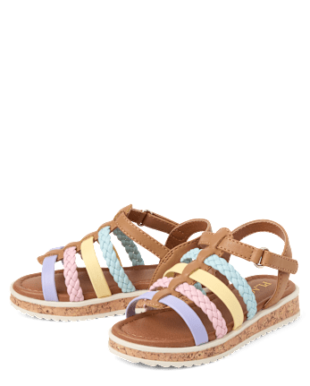 Toddler Girls Rainbow Braided Sandals