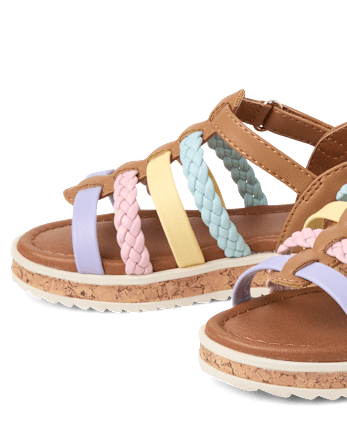 Toddler Girls Rainbow Braided Sandals