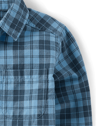 Baby And Toddler Boys Plaid Poplin Button Up Shirt