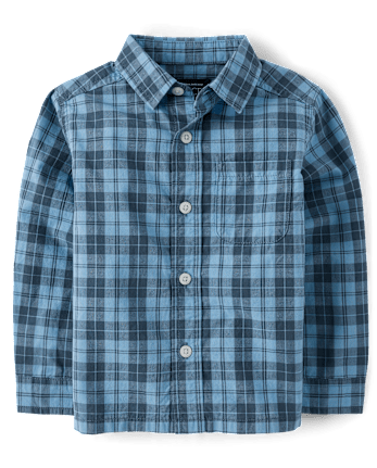 Baby And Toddler Boys Plaid Poplin Button Up Shirt