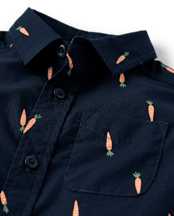 Baby And Toddler Boys Carrot Poplin Button Up Shirt