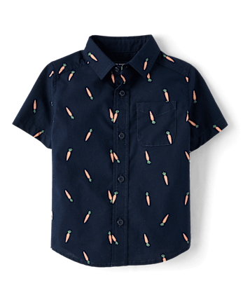 Baby And Toddler Boys Carrot Poplin Button Up Shirt