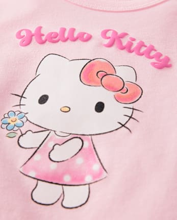 T-shirt graphique Hello Kitty® à paillettes et imprimé en relief pour petites filles