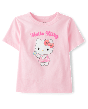 T-shirt graphique Hello Kitty® à paillettes et imprimé en relief pour petites filles