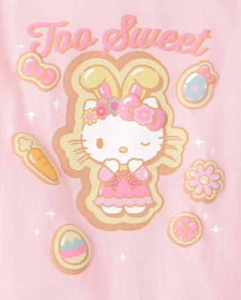 T-shirt graphique Hello Kitty® à imprimé en relief pour Pâques pour petites filles