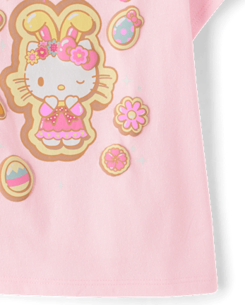 T-shirt graphique Hello Kitty® à imprimé en relief pour Pâques pour petites filles