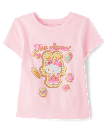 T-shirt graphique Hello Kitty® à imprimé en relief pour Pâques pour petites filles