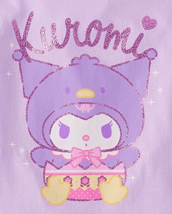 T-shirt graphique à paillettes Kuromi™ pour filles, motif Pâques