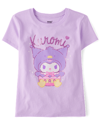 T-shirt graphique à paillettes Kuromi™ pour filles, motif Pâques