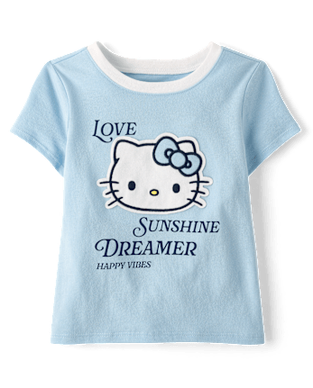 Toddler Girls Hello Kitty® Applique Happy Vibes Ringer Graphic Tee