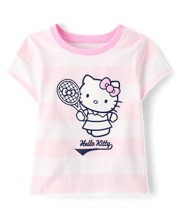 Toddler Girls Hello Kitty® Striped Puff Print Tennis Ringer Graphic Tee