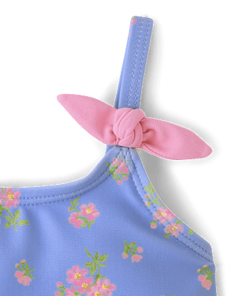 Baby And Toddler Girls Floral Tie Shoulder Swimsuit