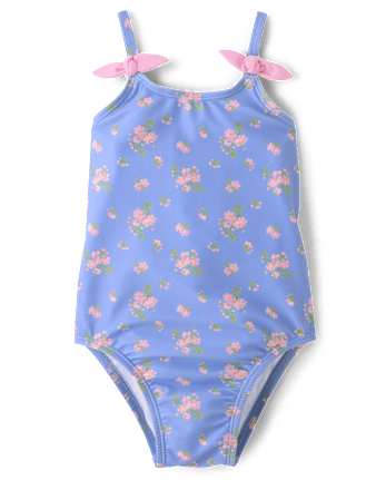 Baby And Toddler Girls Floral Tie Shoulder Swimsuit