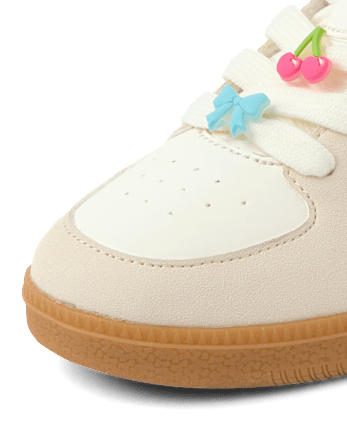 Baskets basses à fleurs et perles pour filles