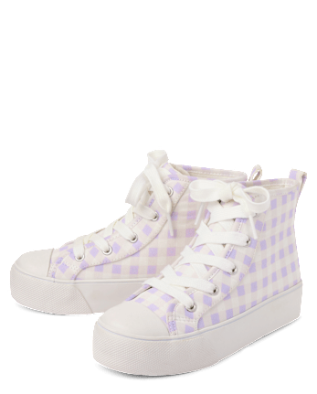 Girls Gingham High Top Sneakers