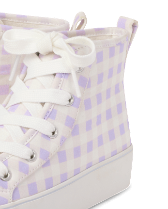 Baskets montantes à carreaux pour filles