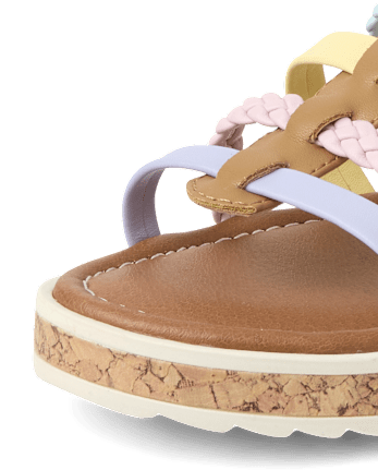 Sandales tressées arc-en-ciel pour filles