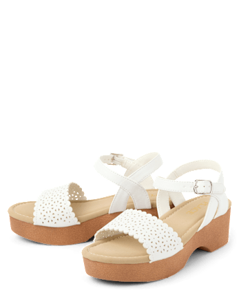 Girls Perforated Platform Clog Sandals