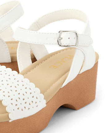 Girls Perforated Platform Clog Sandals