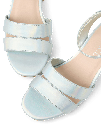 Girls Metallic Block Heels