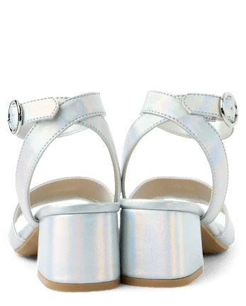 Girls Metallic Block Heels