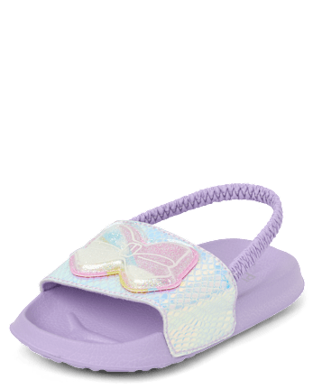 Toddler Girls Holographic Bow Slides