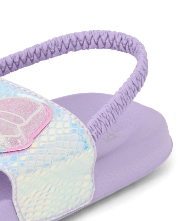 Toddler Girls Holographic Bow Slides
