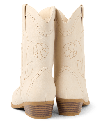 Girls Embroidered Floral Cowgirl Boots