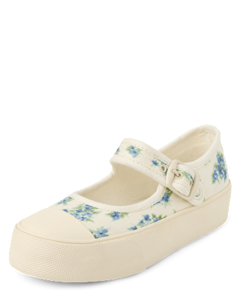 Girls Floral Mary Jane Sneakers