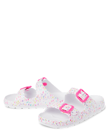 Girls Paint Splatter Buckle Slides