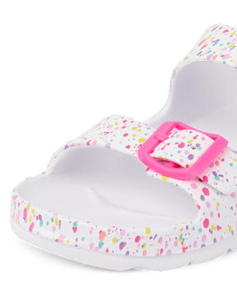 Girls Paint Splatter Buckle Slides