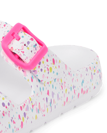 Girls Paint Splatter Buckle Slides