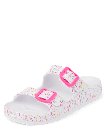 Girls Paint Splatter Buckle Slides