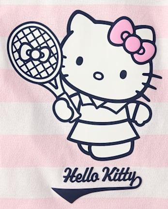 Girls Hello KittyÂ® Striped Puff Print Tennis Ringer Baby Tee