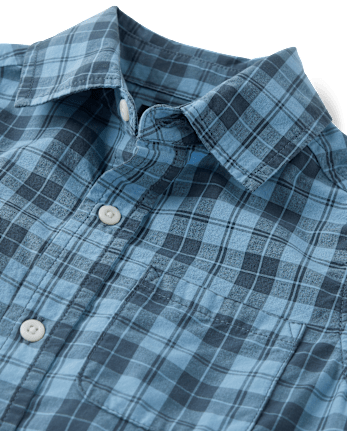 Boys Plaid Poplin Button Up Shirt