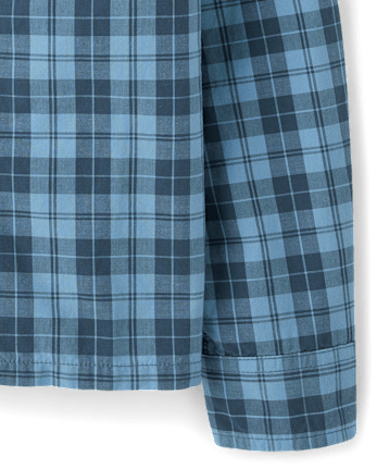 Boys Plaid Poplin Button Up Shirt