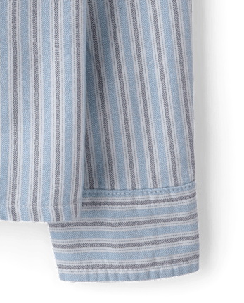 Boys Striped Oxford Button Up Shirt