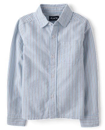 Boys Striped Oxford Button Up Shirt