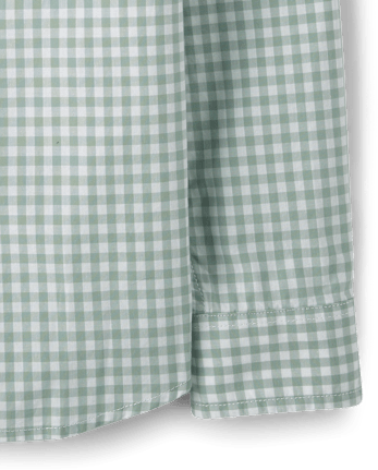 Boys Dad And Me Gingham Poplin Button Up Shirt