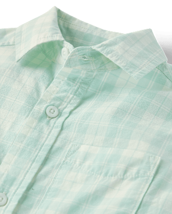 Boys Plaid Poplin Button Up Shirt