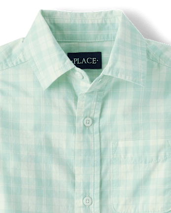 Chemise à carreaux en popeline boutonnée pour garçon