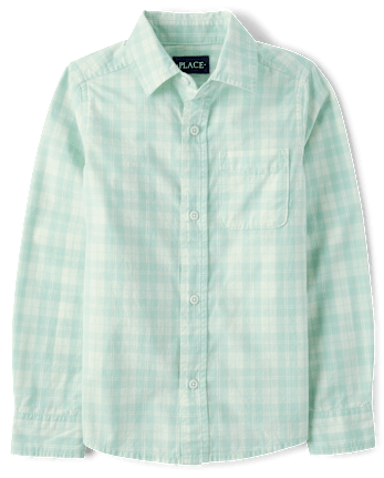 Boys Plaid Poplin Button Up Shirt