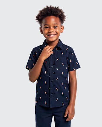 Boys Carrot Poplin Button Up Shirt